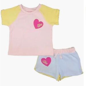 Juicy Couture Girls Pink & Yellow Shorts Outfit